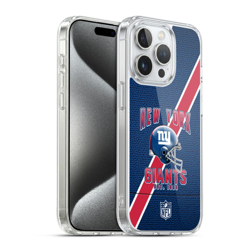 NFL New York Giants Logo Art Football Stripes Soft Gel Case for Apple iPhone 15 Pro & MagSafe