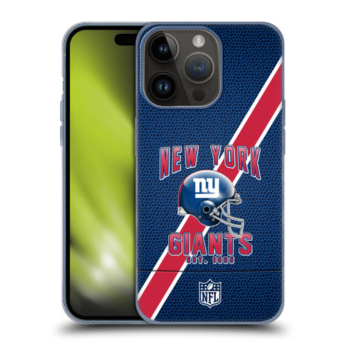 NFL New York Giants Logo Art Football Stripes Soft Gel Case for Apple iPhone 15 Pro
