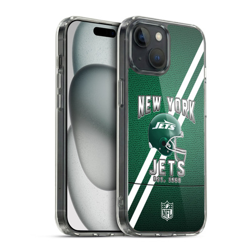 NFL New York Jets Logo Art Football Stripes Soft Gel Case for Apple iPhone 15 & MagSafe