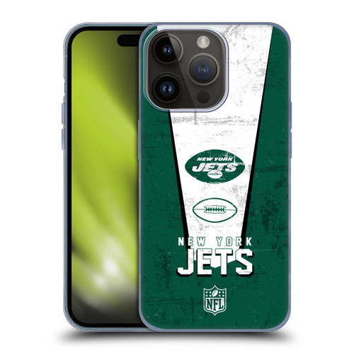 NFL New York Jets Logo Art Banner Soft Gel Case for Apple iPhone 15 Pro