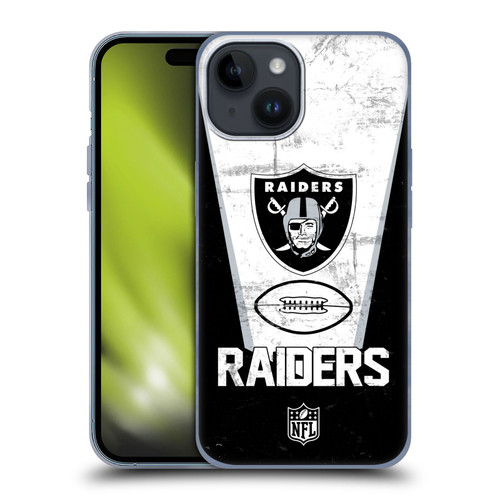NFL Las Vegas Raiders Logo Art Banner 100th Soft Gel Case for Apple iPhone 15
