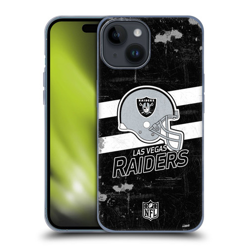 NFL Las Vegas Raiders Logo Art Helmet Distressed Look 100th Soft Gel Case for Apple iPhone 15
