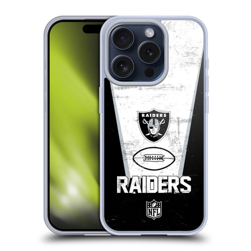 NFL Las Vegas Raiders Logo Art Banner 100th Soft Gel Case for Apple iPhone 15 Pro