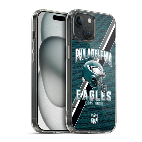 NFL Philadelphia Eagles Logo Art Football Stripes Soft Gel Case for Apple iPhone 15 & MagSafe