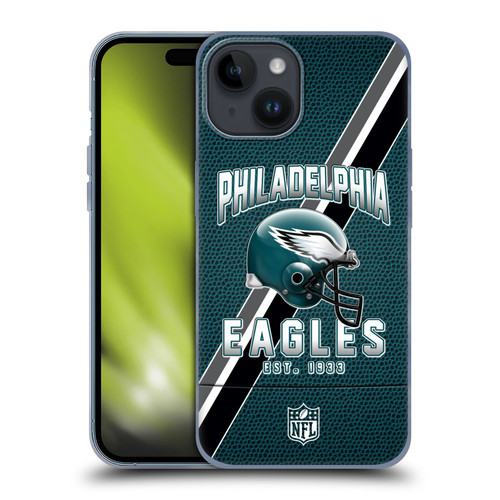 NFL Philadelphia Eagles Logo Art Football Stripes Soft Gel Case for Apple iPhone 15