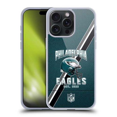 NFL Philadelphia Eagles Logo Art Football Stripes Soft Gel Case for Apple iPhone 15 Pro Max