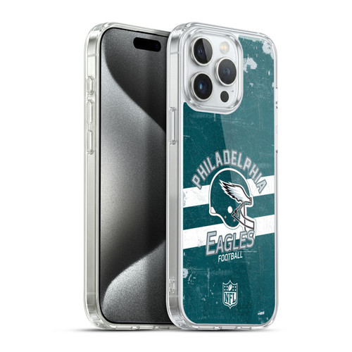 NFL Philadelphia Eagles Logo Art Helmet Distressed Soft Gel Case for Apple iPhone 15 Pro Max & MagSafe