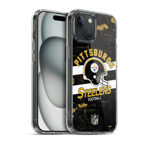 NFL Pittsburgh Steelers Logo Art Helmet Distressed Soft Gel Case for Apple iPhone 15 & MagSafe