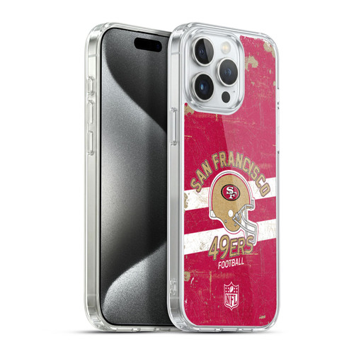 NFL San Francisco 49ers Logo Art Helmet Distressed Soft Gel Case for Apple iPhone 15 Pro Max
