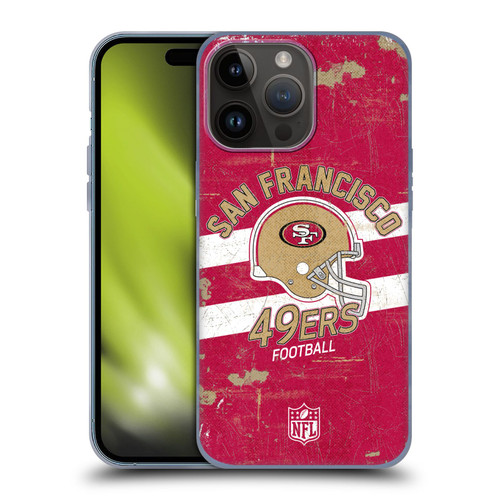 NFL San Francisco 49ers Logo Art Helmet Distressed Soft Gel Case for Apple iPhone 15 Pro Max
