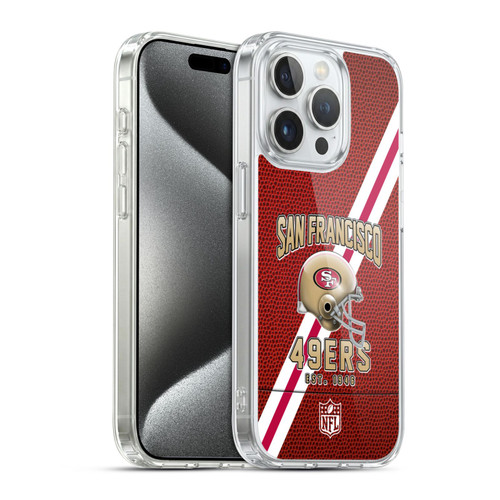NFL San Francisco 49ers Logo Art Football Stripes Soft Gel Case for Apple iPhone 15 Pro
