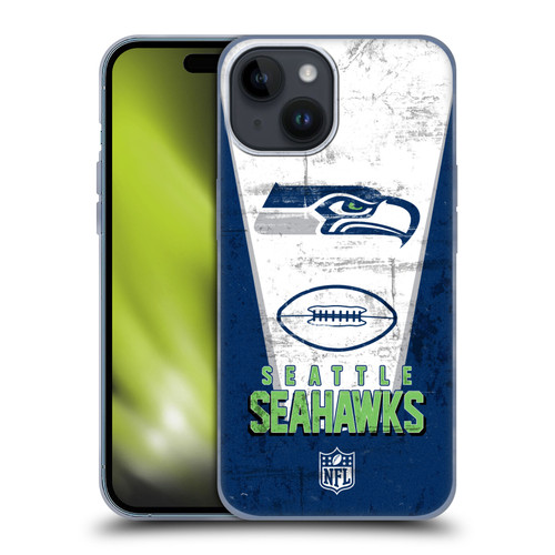 NFL Seattle Seahawks Logo Art Banner Soft Gel Case for Apple iPhone 15
