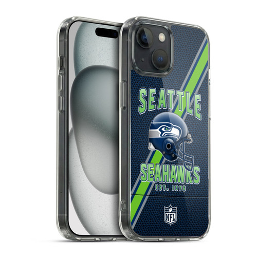 NFL Seattle Seahawks Logo Art Football Stripes Soft Gel Case for Apple iPhone 15 & MagSafe