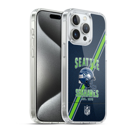 NFL Seattle Seahawks Logo Art Football Stripes Soft Gel Case for Apple iPhone 15 Pro & MagSafe