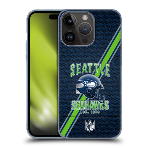 NFL Seattle Seahawks Logo Art Football Stripes Soft Gel Case for Apple iPhone 15 Pro