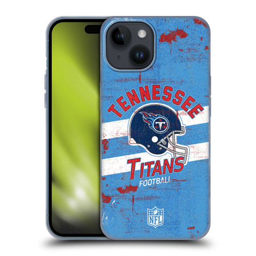 NFL Tennessee Titans Logo Art Helmet Distressed Soft Gel Case for Apple iPhone 15
