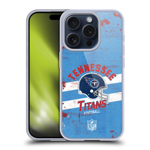 NFL Tennessee Titans Logo Art Helmet Distressed Soft Gel Case for Apple iPhone 15 Pro