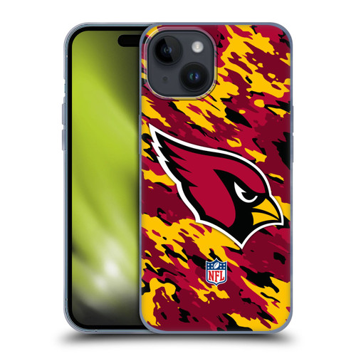 NFL Arizona Cardinals Logo Camou Soft Gel Case for Apple iPhone 15