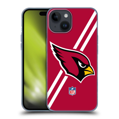 NFL Arizona Cardinals Logo Stripes Soft Gel Case for Apple iPhone 15