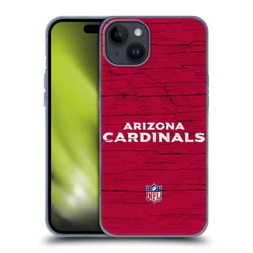 NFL Arizona Cardinals Logo Distressed Look Soft Gel Case for Apple iPhone 15 Plus