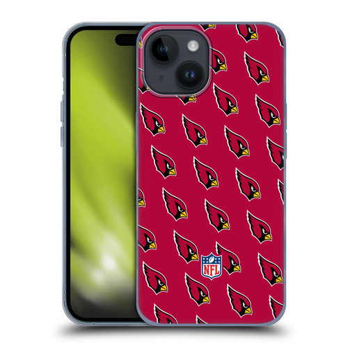 NFL Arizona Cardinals Artwork Patterns Soft Gel Case for Apple iPhone 15