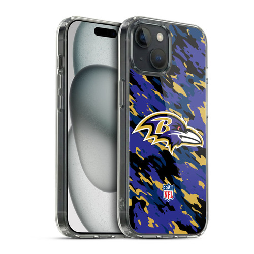 NFL Baltimore Ravens Logo Camou Soft Gel Case for Apple iPhone 15