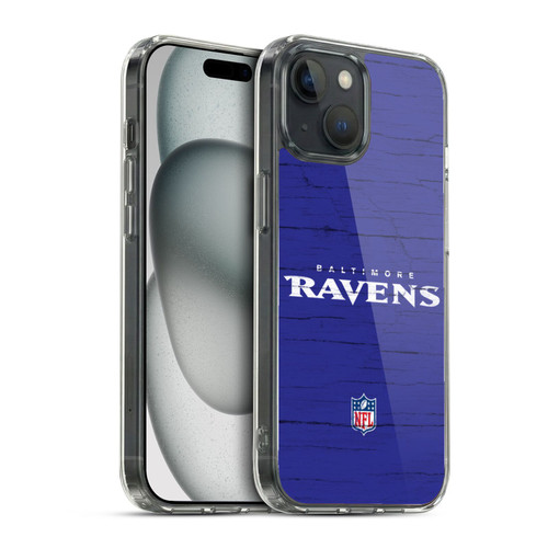 NFL Baltimore Ravens Logo Distressed Look Soft Gel Case for Apple iPhone 15