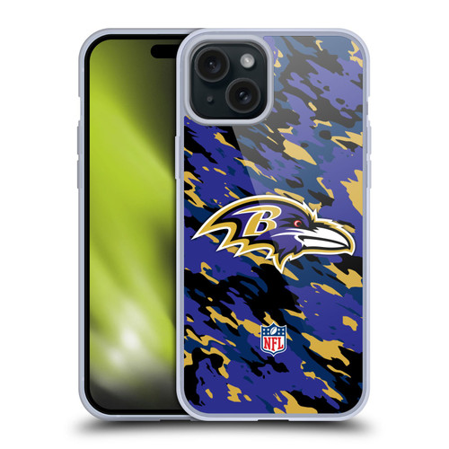 NFL Baltimore Ravens Logo Camou Soft Gel Case for Apple iPhone 15 Plus NFL Baltimore Ravens Logo Camou Soft Gel Case for Apple iPhone 15 Plus