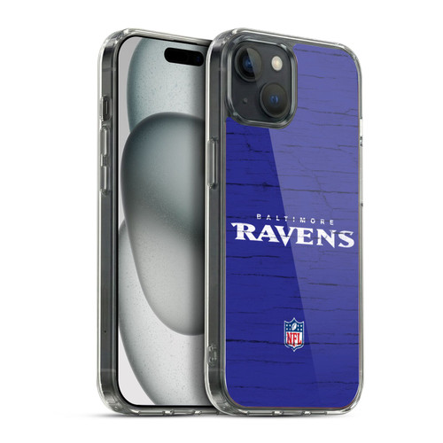 NFL Baltimore Ravens Logo Distressed Look Soft Gel Case for Apple iPhone 15 Plus