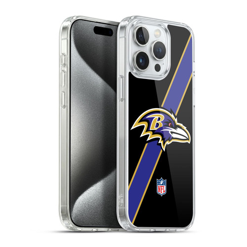 NFL Baltimore Ravens Logo Stripes Soft Gel Case for Apple iPhone 15 Pro Max