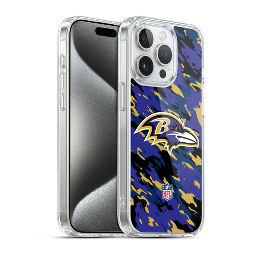 NFL Baltimore Ravens Logo Camou Soft Gel Case for Apple iPhone 15 Pro