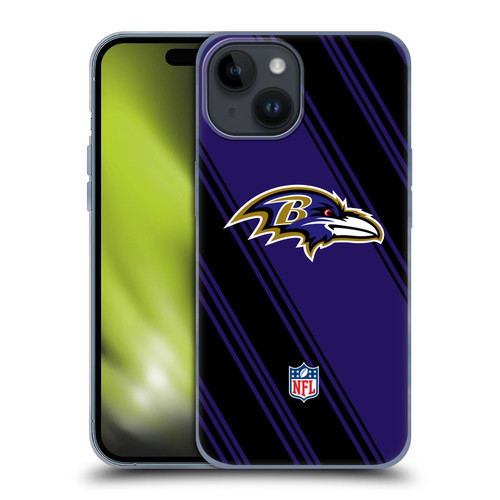 NFL Baltimore Ravens Artwork Stripes Soft Gel Case for Apple iPhone 15