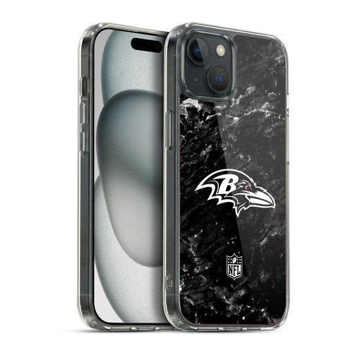 NFL Baltimore Ravens Artwork Marble Soft Gel Case for Apple iPhone 15 Plus