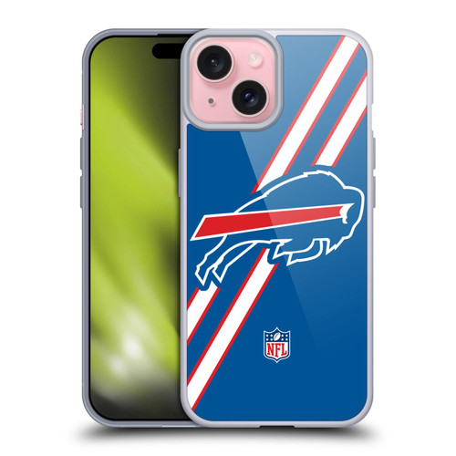 NFL Buffalo Bills Logo Stripes Soft Gel Case for Apple iPhone 15