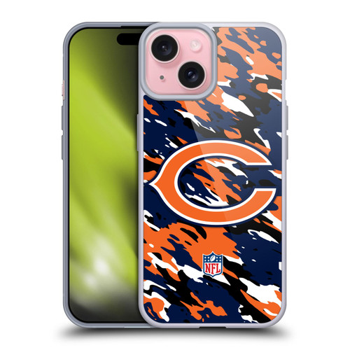 NFL Chicago Bears Logo Camou Soft Gel Case for Apple iPhone 15 NFL Chicago Bears Logo Camou Soft Gel Case for Apple iPhone 15