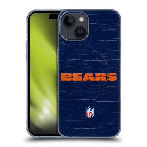 NFL Chicago Bears Logo Distressed Look Soft Gel Case for Apple iPhone 15