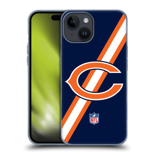 NFL Chicago Bears Logo Stripes Soft Gel Case for Apple iPhone 15