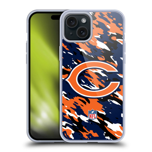 NFL Chicago Bears Logo Camou Soft Gel Case for Apple iPhone 15 Plus NFL Chicago Bears Logo Camou Soft Gel Case for Apple iPhone 15 Plus