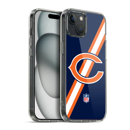 NFL Chicago Bears Logo Stripes Soft Gel Case for Apple iPhone 15 Plus