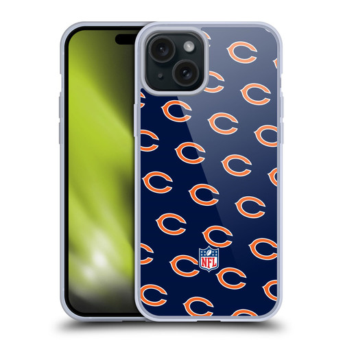 NFL Chicago Bears Artwork Patterns Soft Gel Case for Apple iPhone 15 Plus