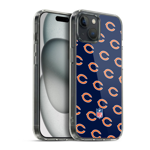 NFL Chicago Bears Artwork Patterns Soft Gel Case for Apple iPhone 15 Plus