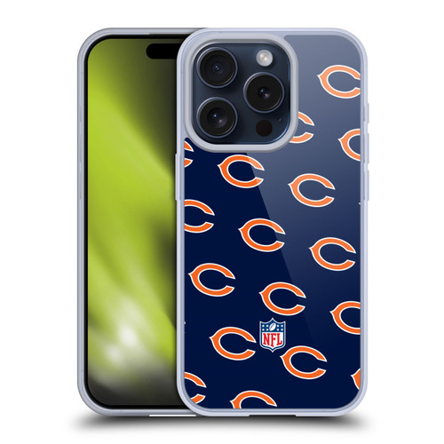 NFL Chicago Bears Artwork Patterns Soft Gel Case for Apple iPhone 15 Pro