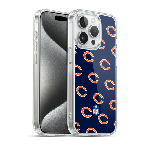 NFL Chicago Bears Artwork Patterns Soft Gel Case for Apple iPhone 15 Pro