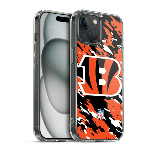NFL Cincinnati Bengals Logo Camou Soft Gel Case for Apple iPhone 15 & MagSafe
