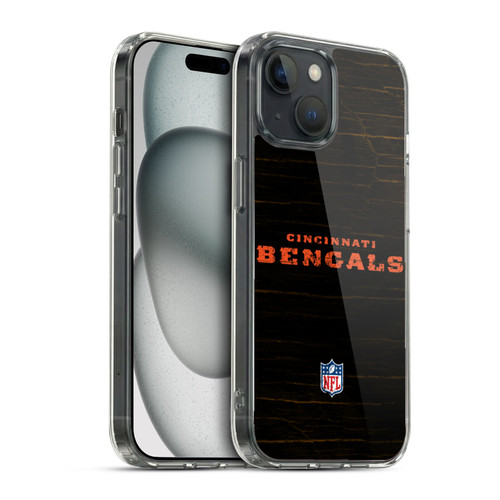 NFL Cincinnati Bengals Logo Distressed Look Soft Gel Case for Apple iPhone 15 & MagSafe
