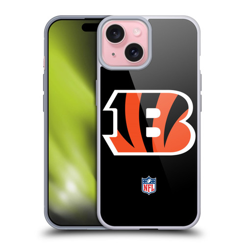 NFL Cincinnati Bengals Logo Plain Soft Gel Case for Apple iPhone 15