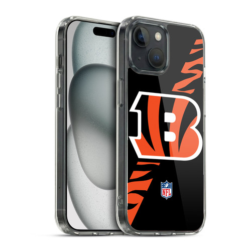 NFL Cincinnati Bengals Logo Stripes Soft Gel Case for Apple iPhone 15 & MagSafe