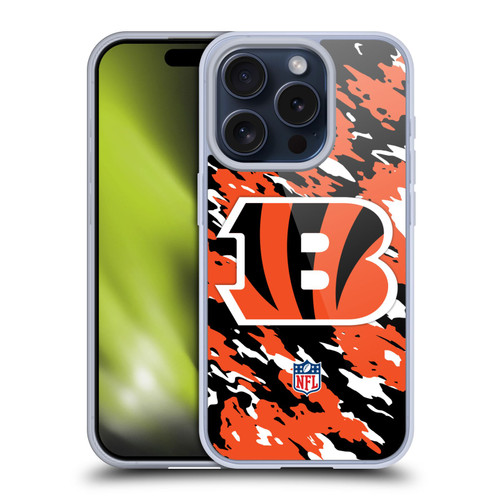 NFL Cincinnati Bengals Logo Camou Soft Gel Case for Apple iPhone 15 Pro