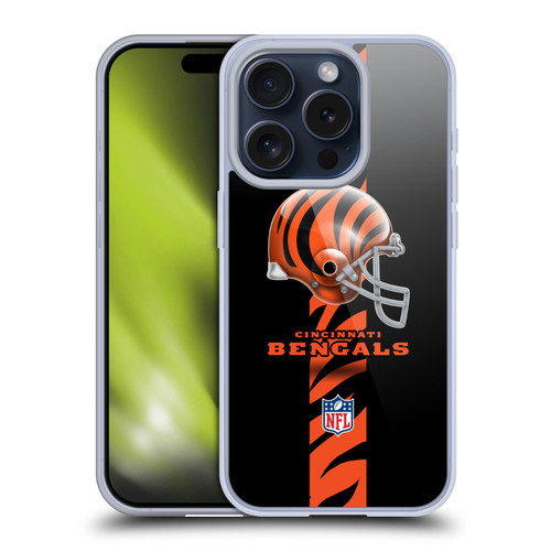 NFL Cincinnati Bengals Logo Helmet Soft Gel Case for Apple iPhone 15 Pro