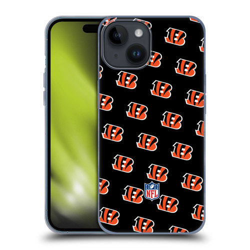 NFL Cincinnati Bengals Artwork Patterns Soft Gel Case for Apple iPhone 15